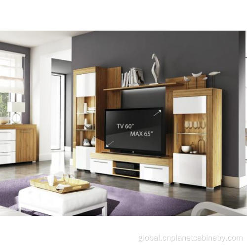 tv unit White Solid Wood Entertainment Center TV Stand Cabinet Manufactory